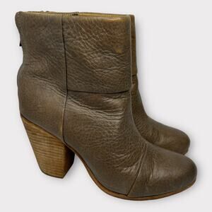 Rag & Bone Womens size 8 38 Newbury Ankle Pebble Leather Bootie Boots Brown